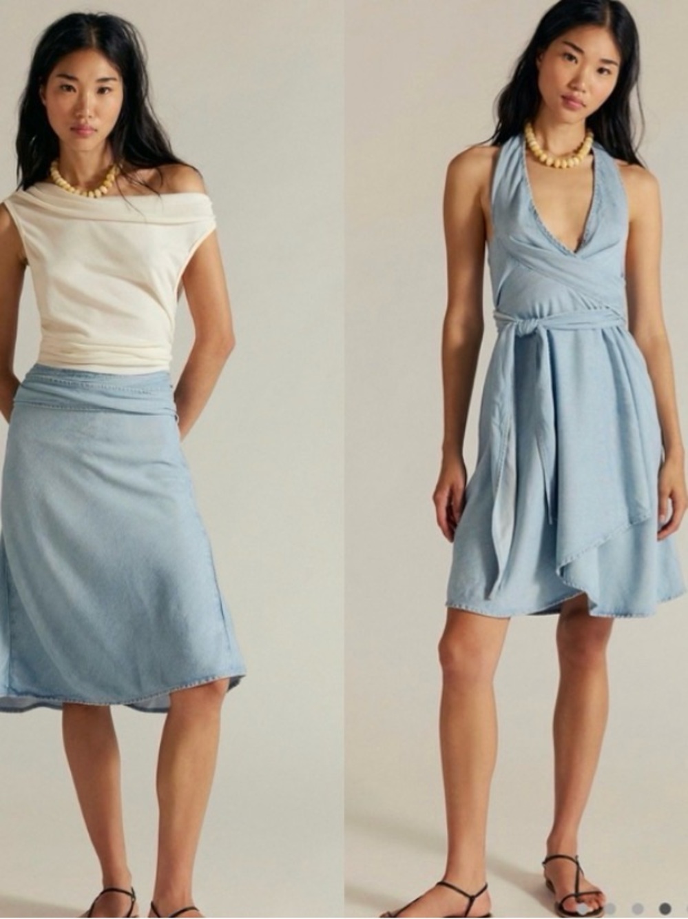 NWT Free People Light Blue A-Line Denim convertible skirt, size Xs